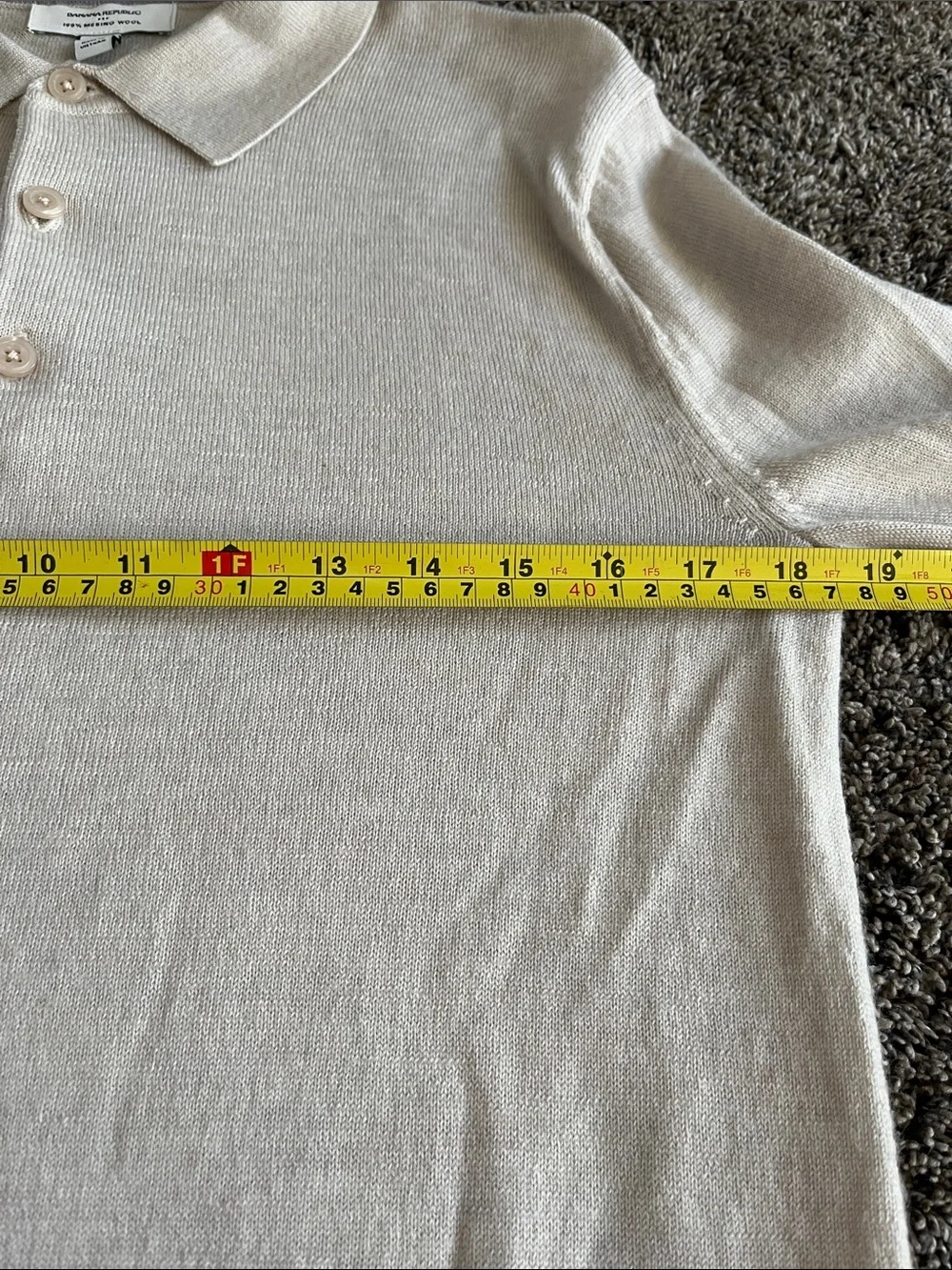 Banana Republic Men’s Long-Sleeve Polo — Light Beige. Very good condition.
